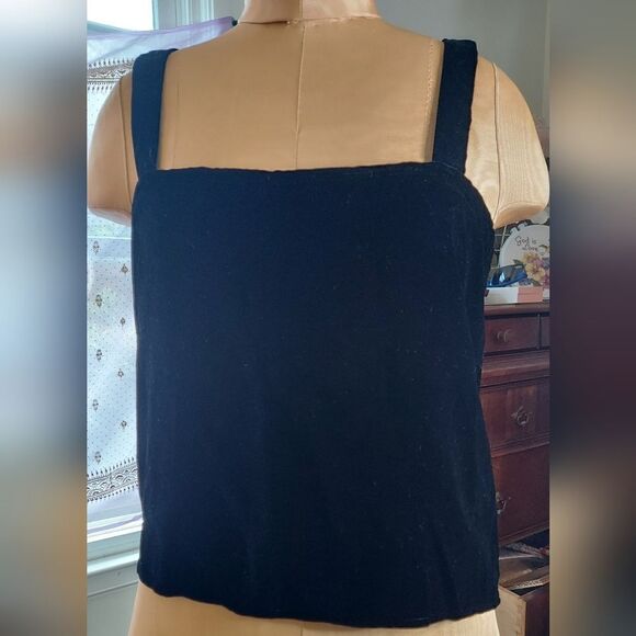 Vintage Albert Nipon Black Velvet Top Semi Crop Style  Vintage Sz 10 - Picture 3 of 9